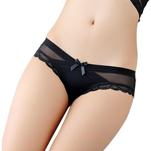 2019 Lace Non-trace Low Waist Bowknot Panties Sexy Bow Net Yarn Lace Wrap Intimates Women Underwear Transparent Lingerie Briefs
