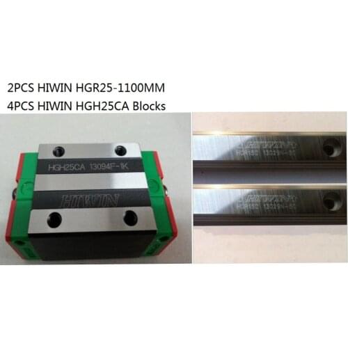 2pcs 100% original Hiwin HGR25-1100mm and 4pcs HGH25CA narrow blocks for cnc