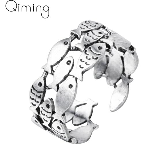 2019 fashion Fish Rings For Women Christmas Gifts Adjustable Open Ring Ladies Boho Jewelry Anillos