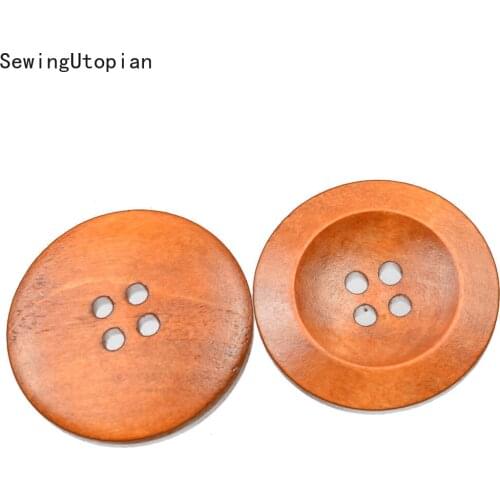 50PCS 25MM 4 Holes Round Wooden Buttons Garment Sewing Accessories DIY Button Craft Scrapbooking Decoration