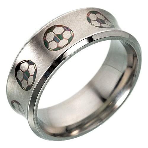 8mm Sports Ring Mens Stainless Steel Rings For Men Silver Color Football Band Fans Gifts Fraternal Jewelry Boy Anel Bijoux