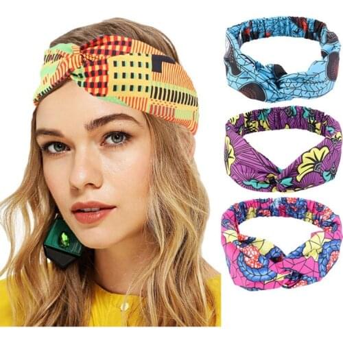 African Pattern Print Headband for Women Twist Hair Band Sports Elastic Headwear Salon Make Up Hair Wrap Lady Hair Accessories