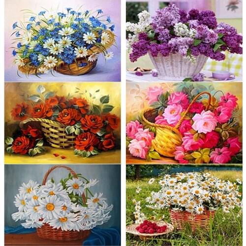 New 5D DIY Diamond Painting Full Square Round Drill Flower Diamond Embroidery Daisy Cross Stitch Crafts Home Decor Manual Gift