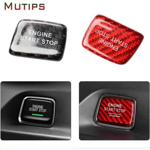 Mutips Carbon Fiber Car Ignition Device Button Engine Start Stop Switch Sticker for Chevrolet Camaro 2017 2018 2019 Accessories