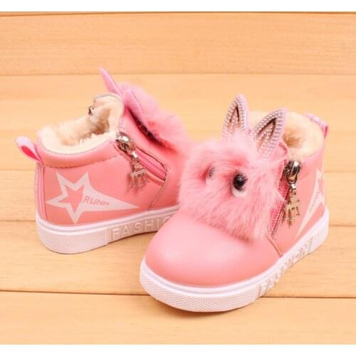 Childrens fashion warm baby PU boots winter boys and girls sports shoes children warm casual shoes boots soft beautiful
