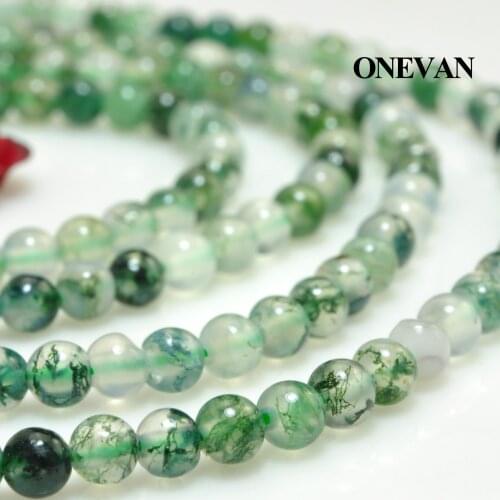 ONEVAN Natural A+ Moss Grass Agate Beads 2mm 3mm Smooth Round Stone Bracelet Necklace Jewelry Making Diy Accessories Gift Design