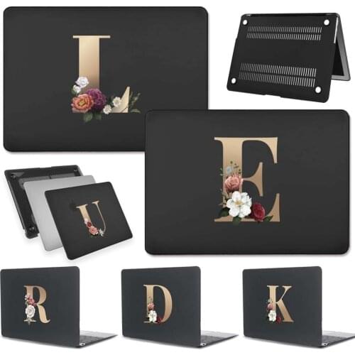 For Apple MacBook Pro Retina 13 15&Pro 13 A2338 M1 2020 A2251 A2159/Pro 16 A2141 Laptop Case Floral Gold Initial Name Hard Shell