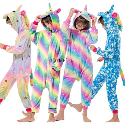 Girls Rainbow Unicorn Pajamas Boys Panda Licorne Animal Cartoon Pijamas Kids Pyjamas Children 4 6 8 10 12Years