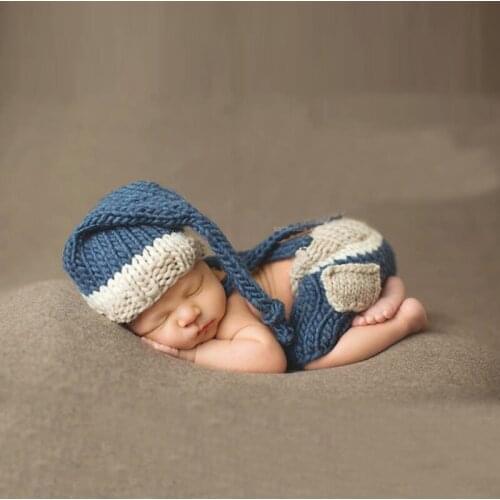 Baby Photography Props Newborn Costume Outfit Clothes Infant Girls Boys Hat Pants Crochet Knit Clothing Photo Shoot Hat For Baby
