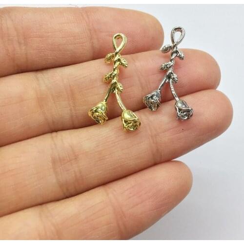 Eruifa 20pcs 12*24mm Pretty Rose Flower Charms Wholesales necklace,earring bracelet jewelry DIY handmade 2 colors