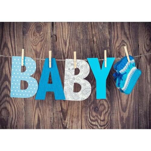 Wooden Board Blue Socks Photography Backgrounds Vinyl Cloth Backdrop for Children Newborn Baby Shower Photobooth Fond Photo