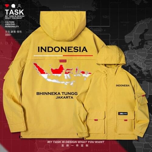 Indonesia Indonesian IDN men jacket hooded map nation flag clothing trench coat men new mens top long sleeve autumn clothes