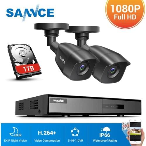 SANNCE HD 4CH CCTV System 1080N DVR 2PCS 1080P CCTV IR Outdoor Video Surveillance Security Cameras 4ch DVR Kit