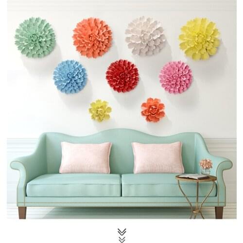 Chinese Ceramic Peony Flower Wall Sticker Crafts Home Livingroom Wall Mural Decoration Hotel Lobby Store Wall Hanging Ornaments