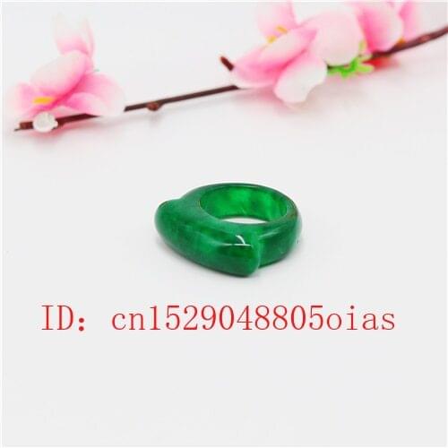 Natural Green Jade Ring Chinese Jadeite Amulet Fashion Charm Jewelry Carved Crafts Gifts for Women Men