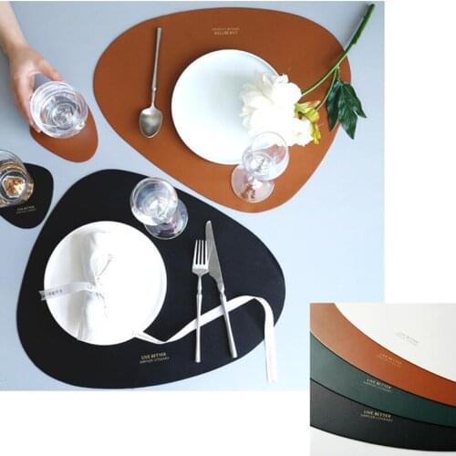 INS Leather Placemats Waterproof Oilproof Insulation Table Mat Net Red Restaurant Steak PU Western Placemat Non Slip Table Mat