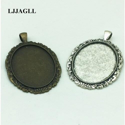 LJJAGLL Tow Colors 20PCS necklace pendant Tone Oval filigree Frame Cameo Settings 38*58mm (Fit 30* 40m) Jewelry Blanks ADT039