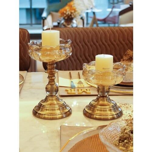Metal style crystal glass candle holders home decor candlestick candelabra porta velas decorativas candle holder centerpieces