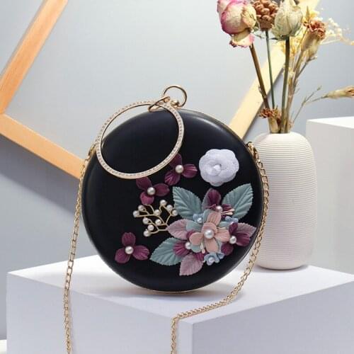 PU Mini Leather Purses and Handbags for Women 2021 Luxury Design Girls Female Shopper New Three-Dimensional Flowers Evening Bags