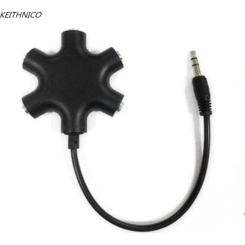 Multi Headphone Splitter 1 Male to 5 Port Female Earphone Headset Splitter Adapter Compatible with Smartphones Tablet MP3