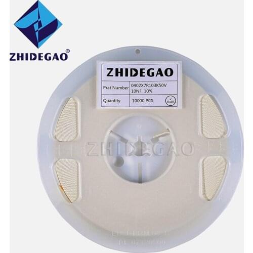 ZHIDEGAO 10000Pcs 0402 50V SMD Thick Film Chip Multilayer Ceramic Capacitor 0.5pF-10uF 10nF 100nF 0.1uF 1uF 2.2uF 4.7uF 1pF