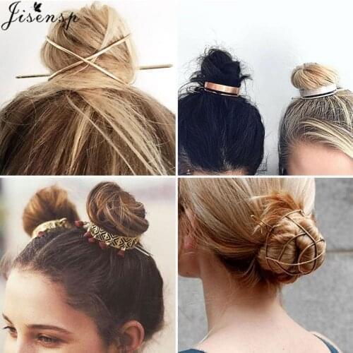 Fashion Hair Sticks Fringed Crown Round Top Hairpin Holder Cage Girls Hair Accessories Boho Gold Filled X Shaped Bun Holder