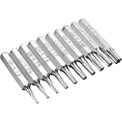 10pcs Torx Screwdriver Bit Set Repair Tools Screwdrivers Hex Shank Drill Bit for Phone Repair T3 T4 T5 T6 T7 T8 T9 T10 T15 T20