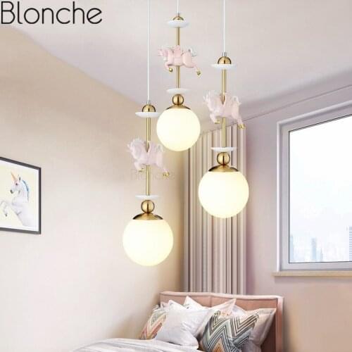 Nordic Pony Pendant Lights Modern Creative Glass Hanglamp for Bedroom Living Room Home Lighting Fixtures Led creative Luminarie