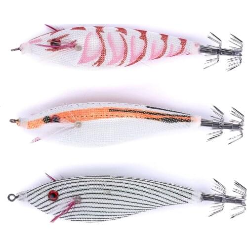 30Pcs Fishing Lure 10cm-9.6g Lead Squid Hook Jigs Octopus Cuttlefish Shrimp Baits 3D Eyes Luminous Lures