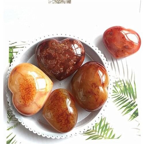 Heart Shaped Rocks red agate Natural polished Small carnelian agate quartz crystal heart for crystal healing stones