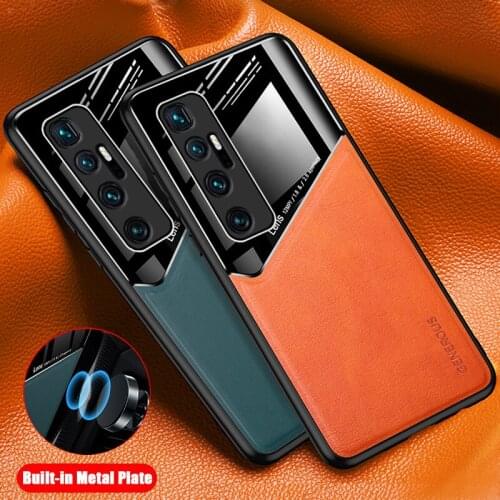 Shockproof Case for Xiaomi Redmi 9 9A 9C 8 8A Soft PU Leather Mirror case for Xiaomi Mi 10 Pro Mi 10 Ultra Magnetic Holder Cover