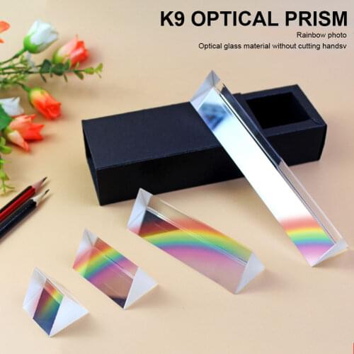 K9 Optical Glass Triangular Prism Crystal Rainbow Maker Full Rainbow Color Spectrum Photography Prism for Home Decorations
