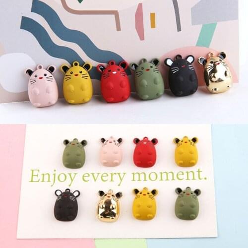 Colorful Kawaii Animal Alloy Charms 10pcs Cute Mouse Shape DIy Jewlry Enamel Oil Drop Bracelet Necklace Earring Floating Pendant