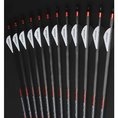 12pcs Pure Carbon Arrow ID 6.2 Spine 250 300 340 400 500 600 700 800 Carbon Arrow For Recurve Compound Bow Hunting Shooting