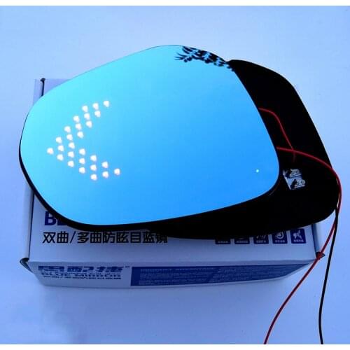 Blue Wing Mirror Glass Heated Angle Wide Glare Proof LED Turn Signal Lamp for Peugeot 3008 2013 2014 2015 2016 2017 2018 2019