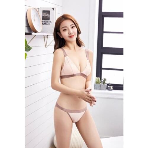 Ultra-thin bra set transparent lace underwear set a lace underwear ultra-wide straps vest-style comfortable gather bra set