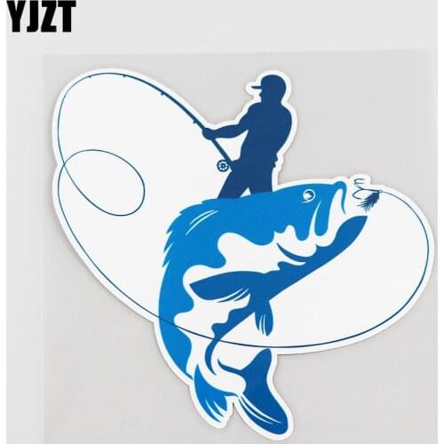 YJZT 13.8CMX13.8CM Happy Fishing Car Sticker Bike Motorcycle Bumper Pvc Decal 6A-0010