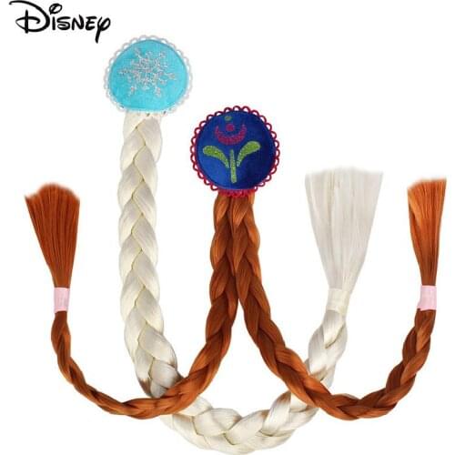 Disney Disney Elsa Anna Cosplay Princess Wig Clip Hair Band Accessories Children Braid Cartoon Pretend Play Toy Gift For Girls