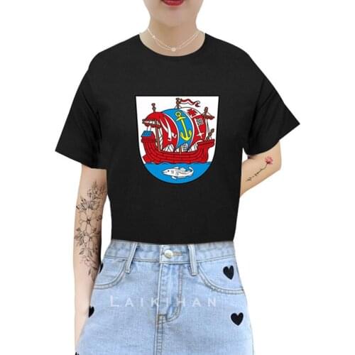 Harajuku T Shirt Bremerhaven Coat Of Arms Short Sleeve O-Neck Tops Women dropshipping summer loose oversize street clothes