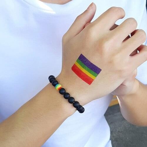 Women Men LGBT Gay Pride Pride Peace Stone Beaded Bracelet, Rainbow Bead Bracelets, Jewelry Gift Accessories