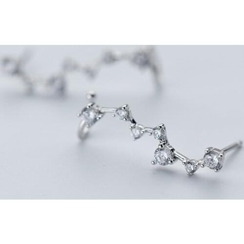 MloveAcc Korean Design Constellation Earrings 925 Sterling Silver AAA CZ Zirconia Stud Earrings for Women Statement Jewelry