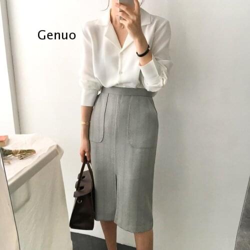 Womens Tops and Blouses Solid White Chiffon Blouse Office Shirt Long Sleeve Women Shirts Clothes