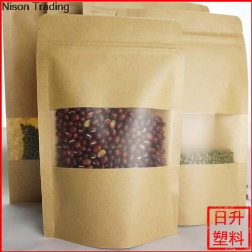 10*15cm,100pcs X stand up Kraft paper compound bag with Matte window - Resealable paper ziplock bags valve coffee bean bags