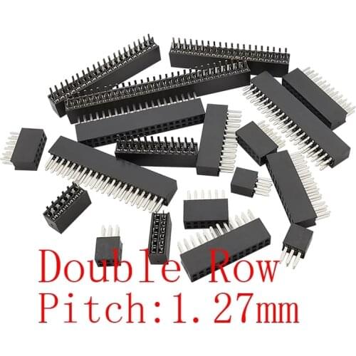 10Pcs Pitch 1.27mm Pinheader Strip 2x3Pin - 2x50Pin 1.27 mm Double Row Pin Header Female Socket Straight PCB Board Connector