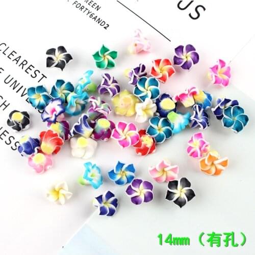 10pcs 14MM Soft ceramics polymer clay Plumeria rubra charms pendants ornament decoration Jewelry making Handicraft Material