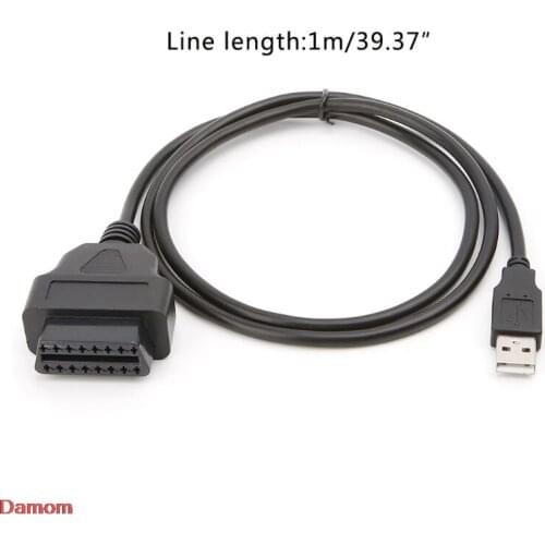16Pin OBD2 To USB Port Charger Adapter Cable Connector Diagnostic Tool