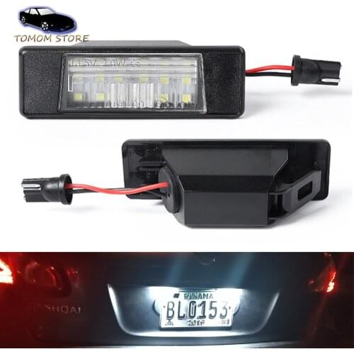 2x led white car rear number plate lights lamp No Error For Nissan Qashqai Pathfinder R51 Juke Primera P12 X-trail car styling