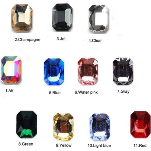 20pcs Nail Rhinestones Crystal Stones Drill For Nail Art Decorations 6*8mm Square Stones Charms Jewelry DIY Manicure Decoration