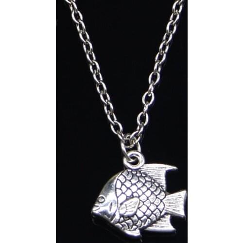 20pcs New Fashion Necklace 16x17mm fish goldfish Pendants Short Long Women Men Colar Gift Jewelry Choker