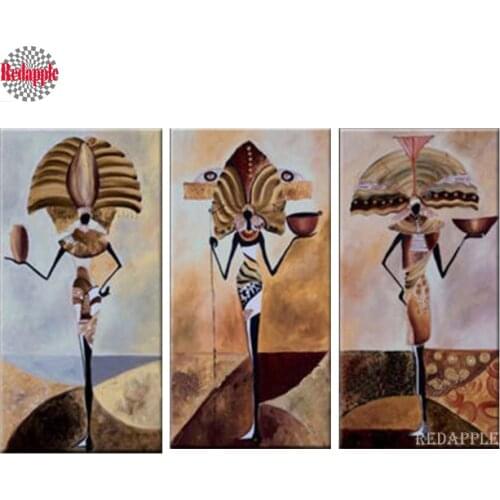 3PCS Diamond Embroidery Abstract Africa People Diy Diamond Paintings Full drill square rhinestone Mosaic painting Indian People